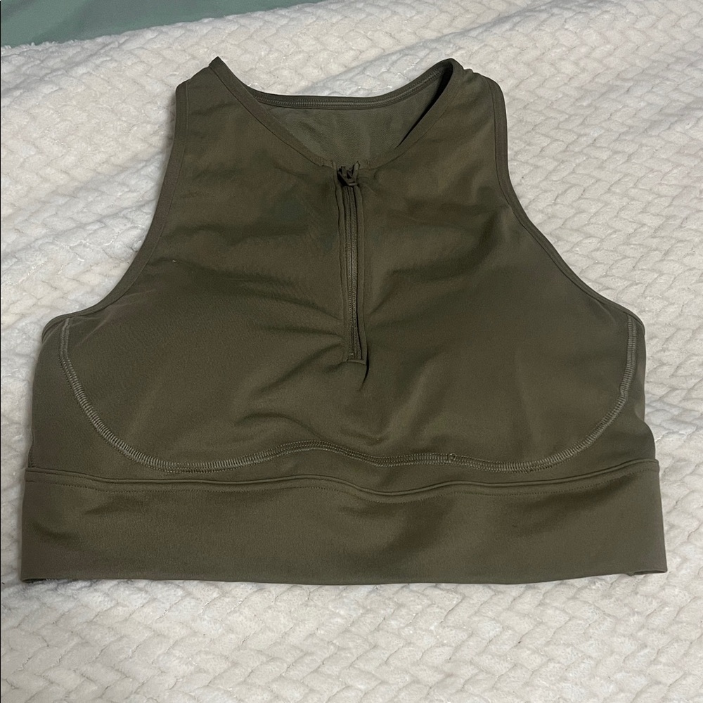Under Armour army green Sports Bra w/zipper